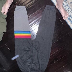 Aviator Nation Black and Gray joggers with Yellow Accent